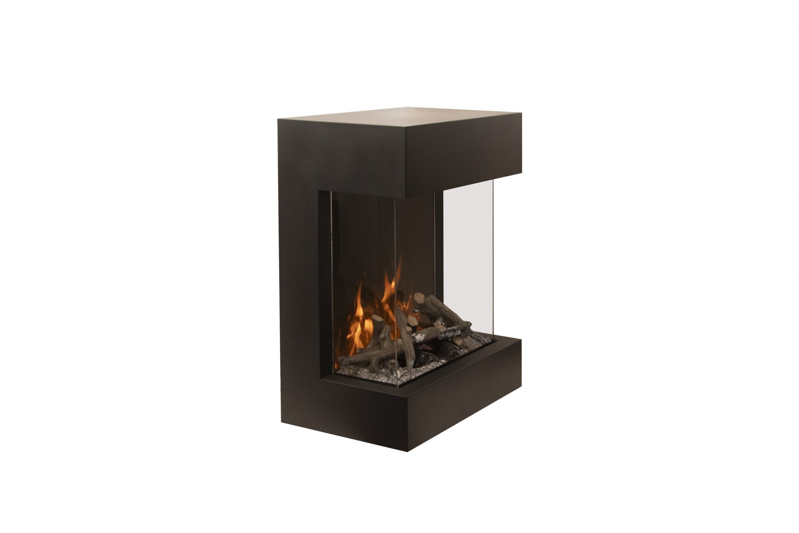 Cube Lumina three quarter view with bright log illumination