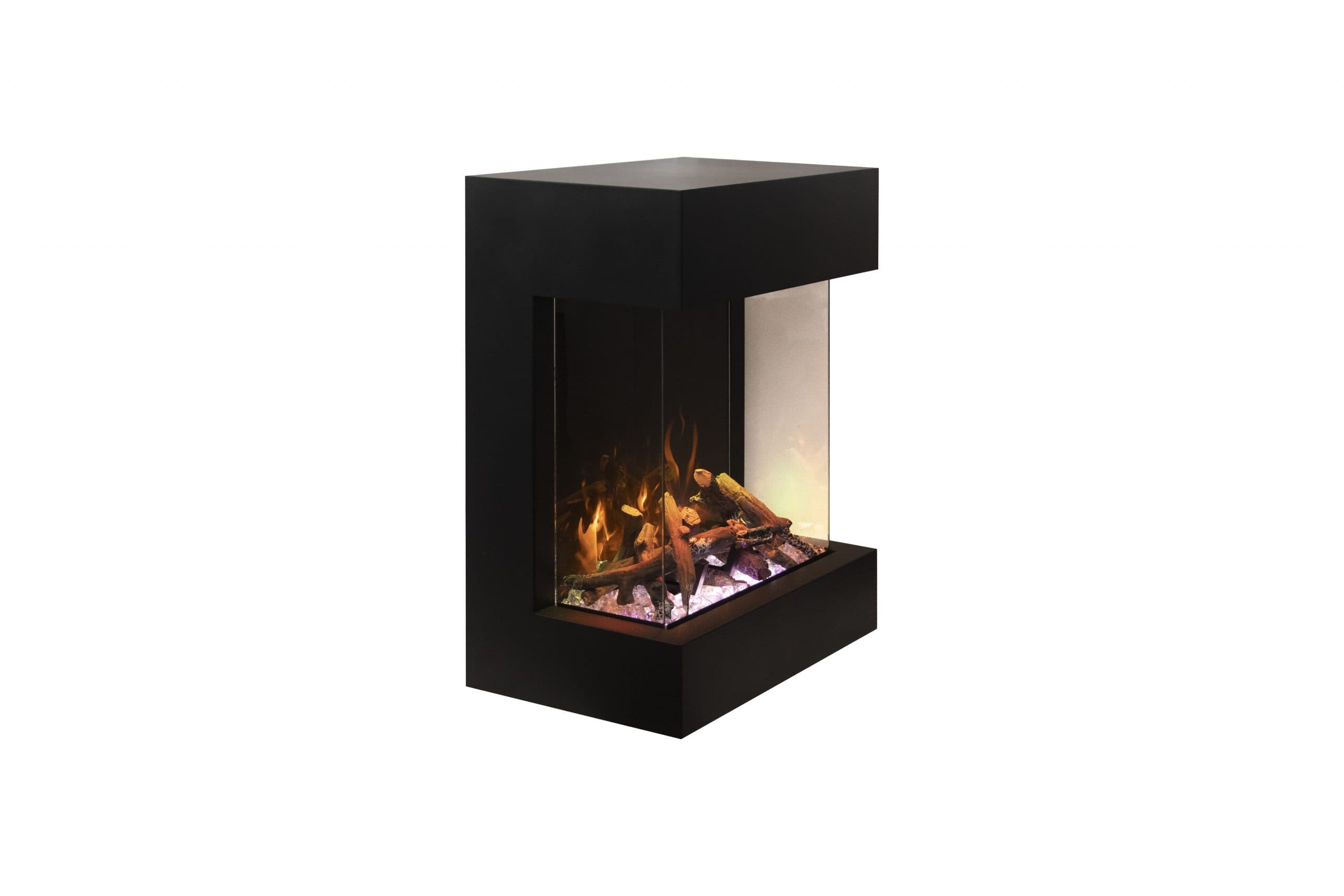 Cube Lumina three quarter view with a different flame and ember setting