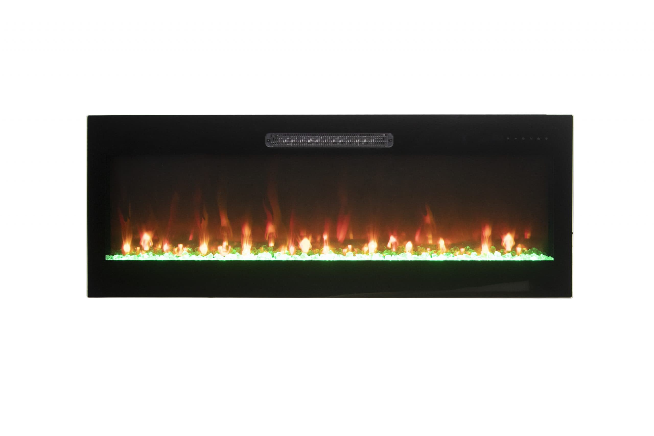 EVO5020 with warm flames and green ember bed