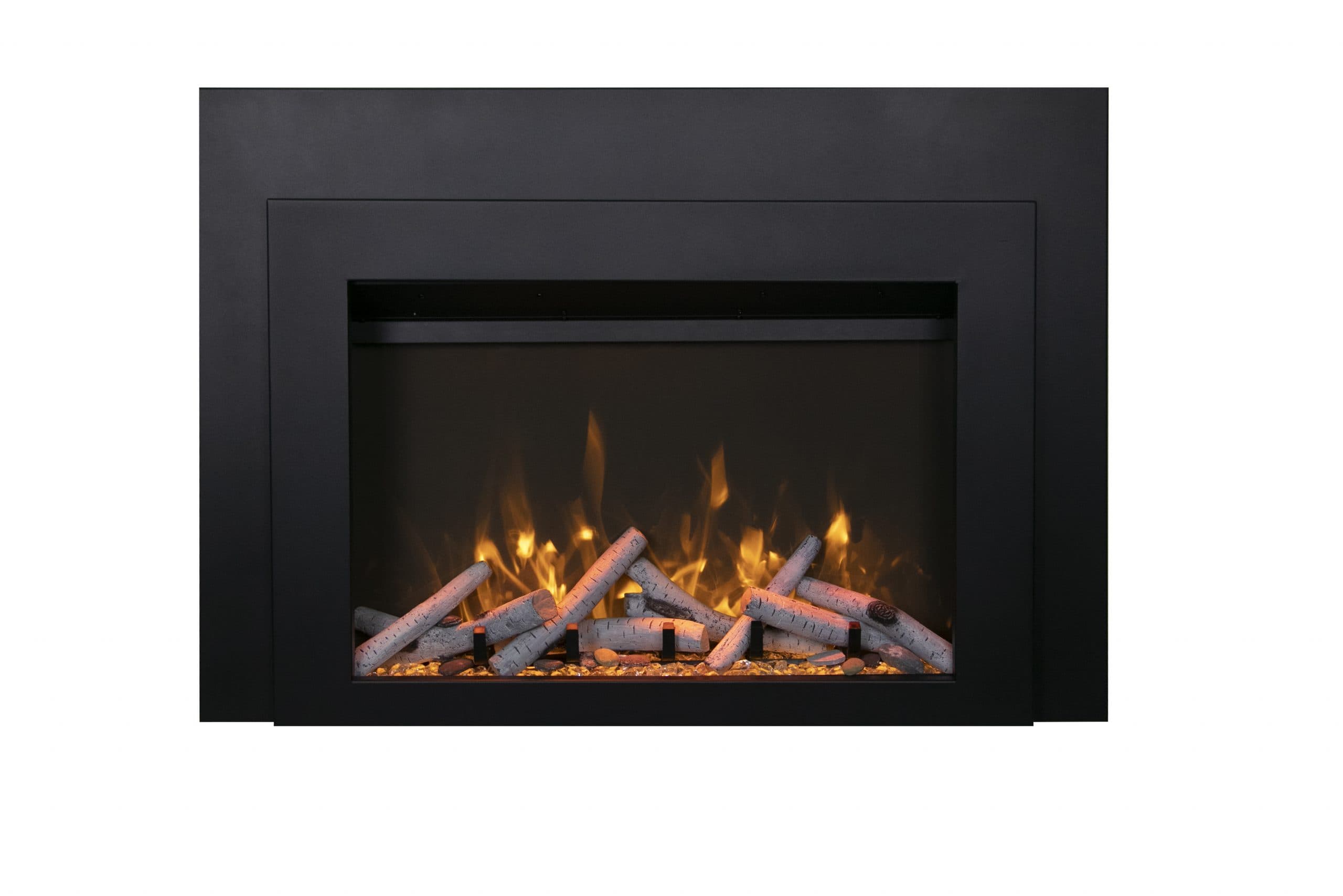 INS-FM34 with optional birch logs and yellow flames