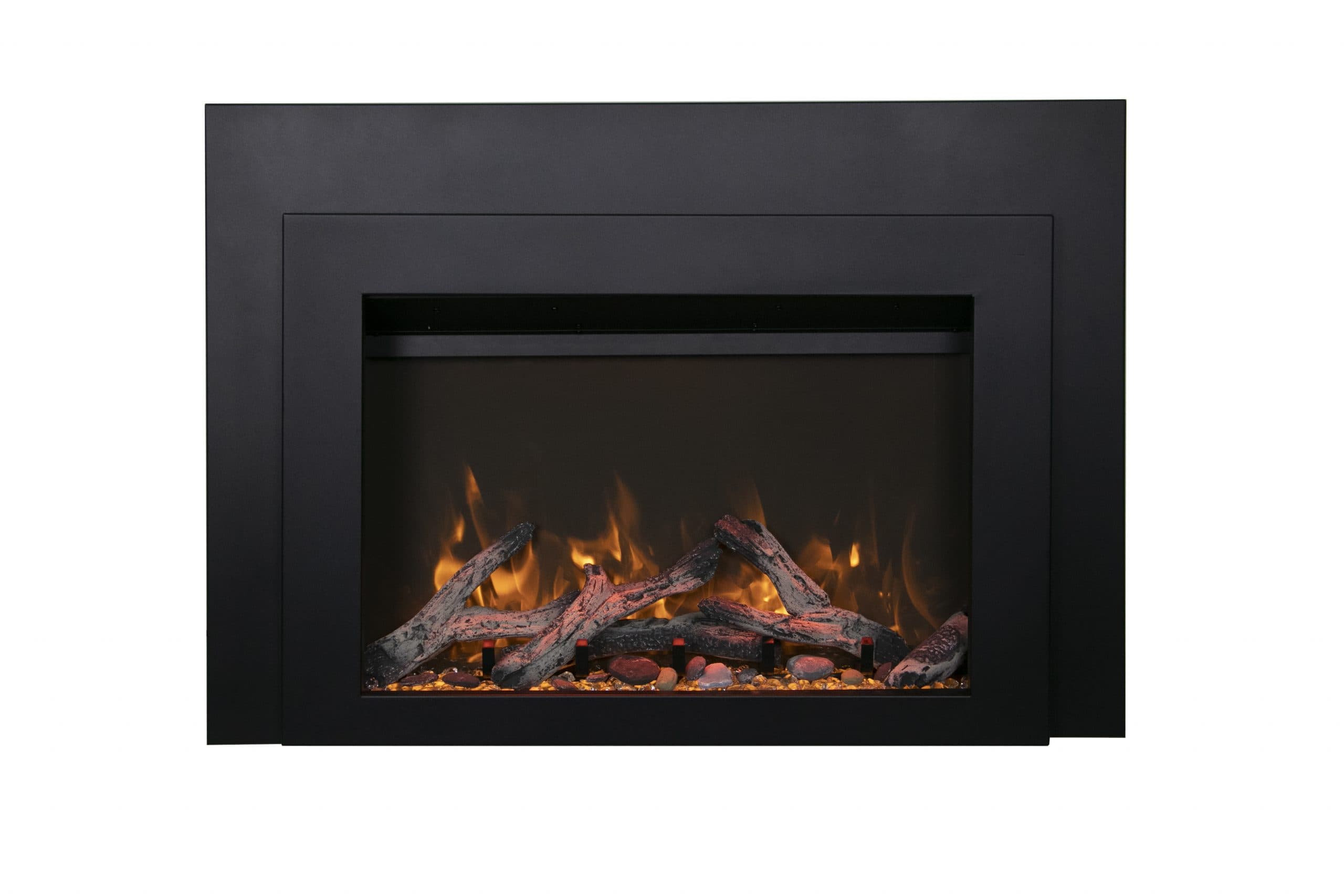 INS-FM34 with optional rustic logs and yellow flames