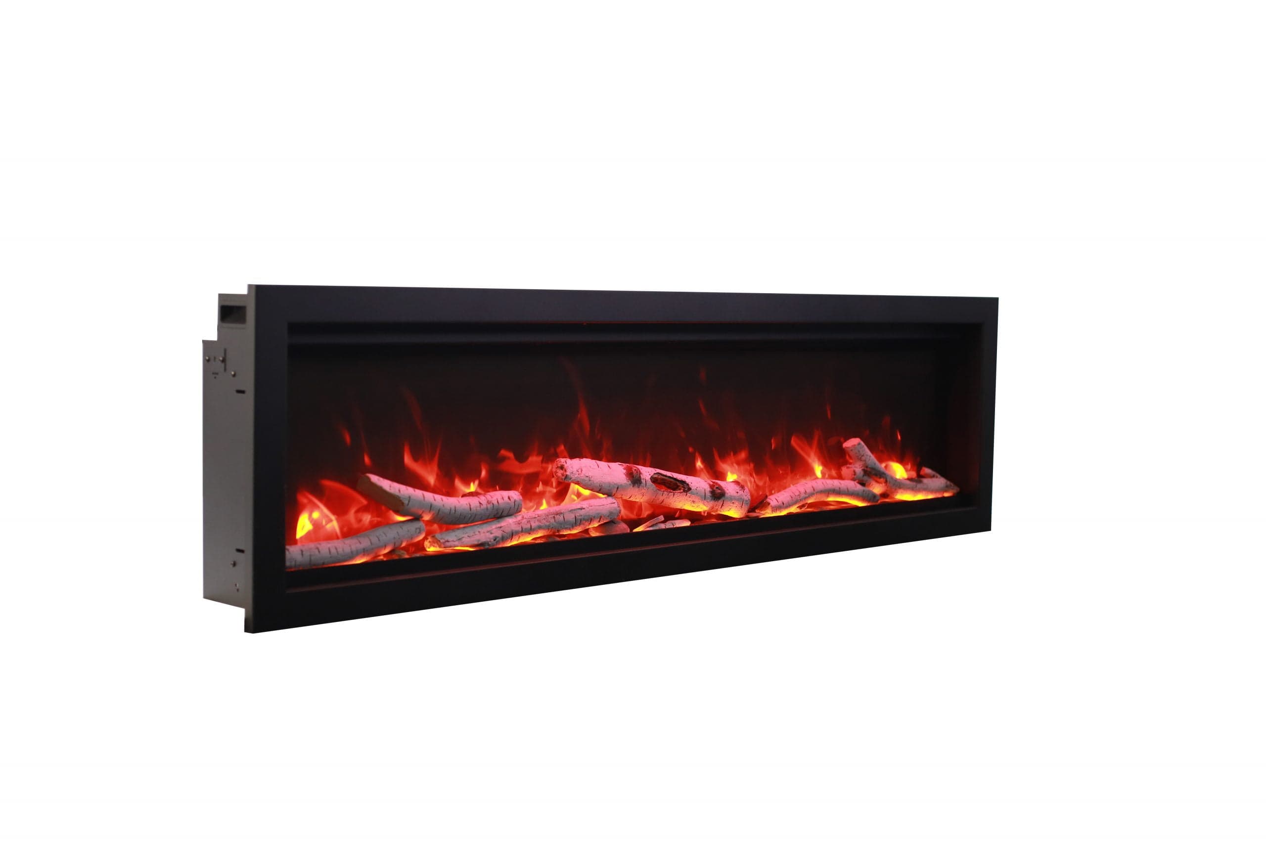 Three quarter view of Symmetry Bespoke 60 with optional birch logs