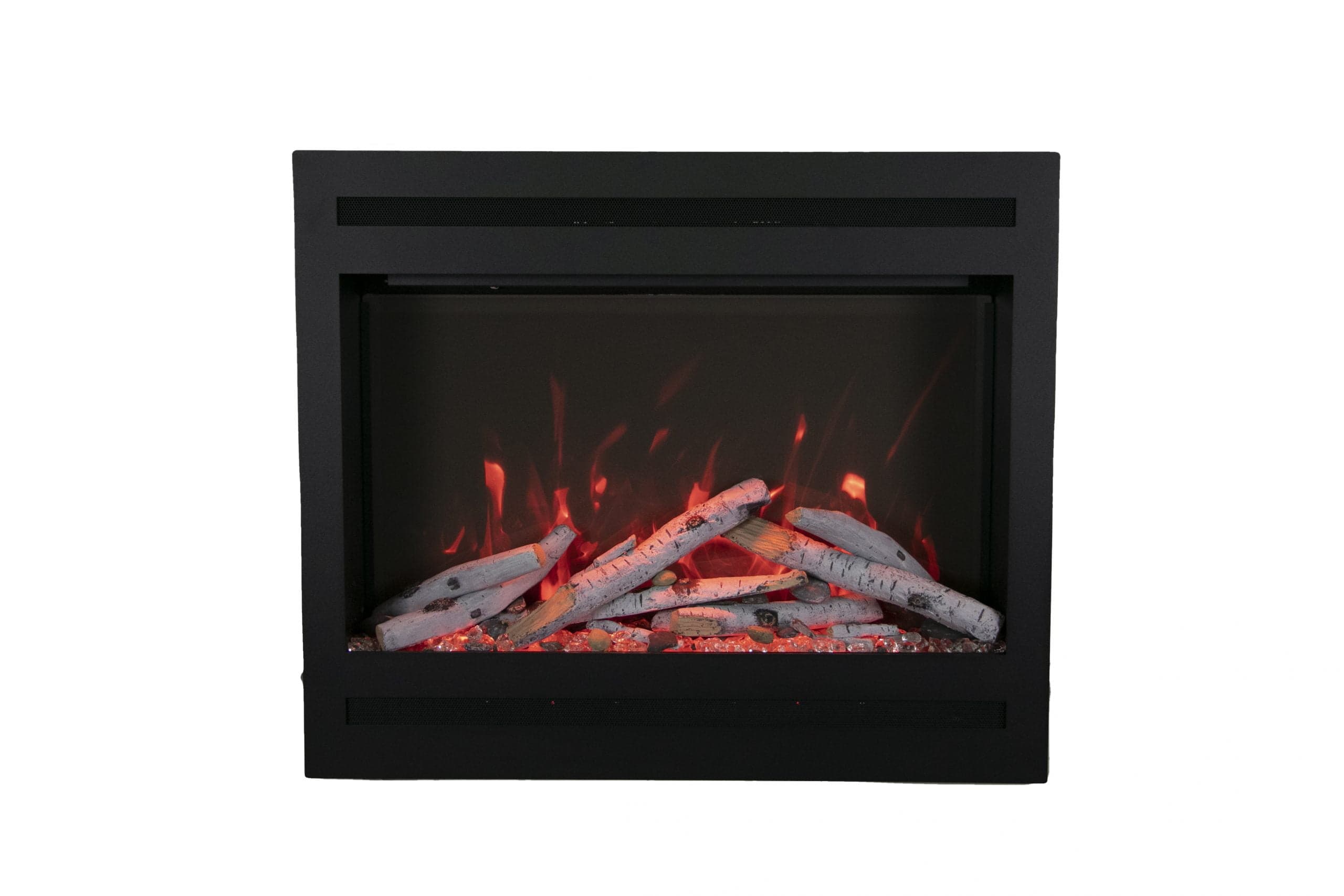 ZECL31 square surround with optional birch media and red flame lighting
