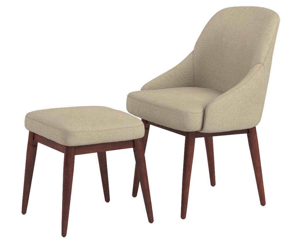 AmazonBasics Classic Curved Back Accent Chair with Ottoman, Beige — Beige, alternate front view