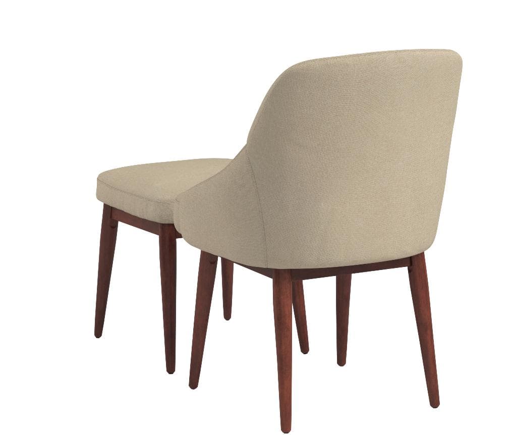 AmazonBasics Classic Curved Back Accent Chair with Ottoman, Beige — Beige, rear view