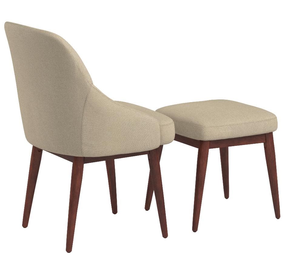 AmazonBasics Classic Curved Back Accent Chair with Ottoman, Beige — Beige, opposite rear view