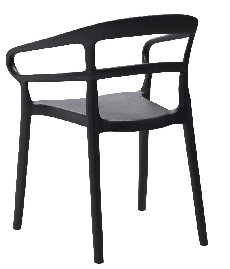 AmazonBasics Curved Back Dining Chair - Set of 2, Dark Grey, Premium Plastic — Dark Grey, rear view; one chair from the two-chair set