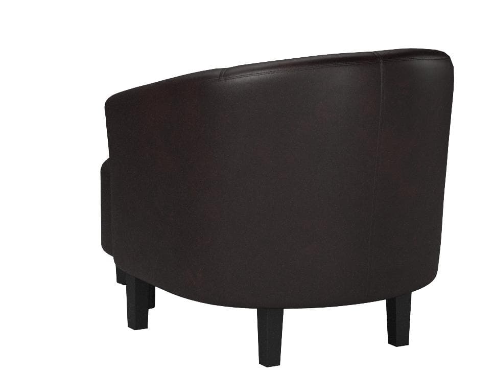 AmazonBasics Barrel Accent Chair with Ottoman, Brown — Brown, rear view