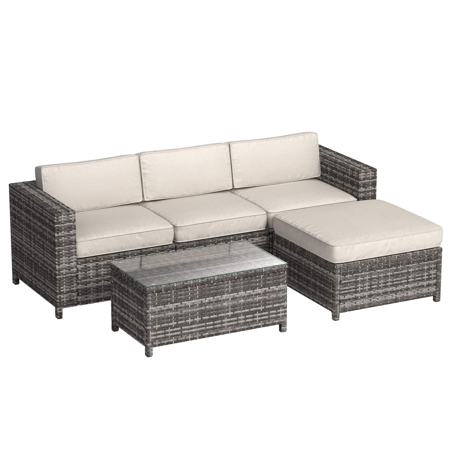 Amazon Basics 5-Piece PE Wicker Rattan Sectional Furniture Outdoor Patio Set — complete five-piece modular set.