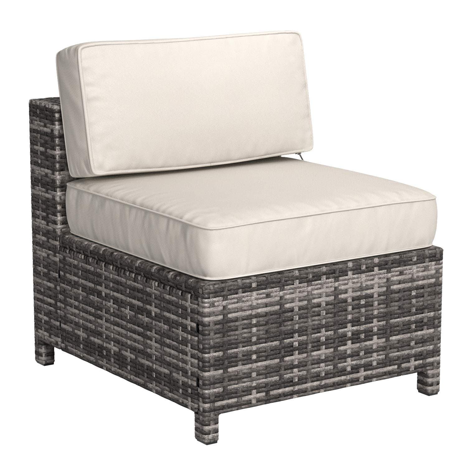 Amazon Basics 5-Piece PE Wicker Rattan Sectional Furniture Outdoor Patio Set — included armless chair.