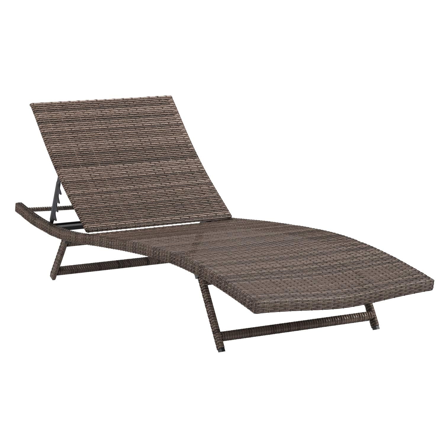 Amazon Basics 3 Piece Patio Rattan PE Wicker Lounger Chair and Table Set — one included lounger at an angle.