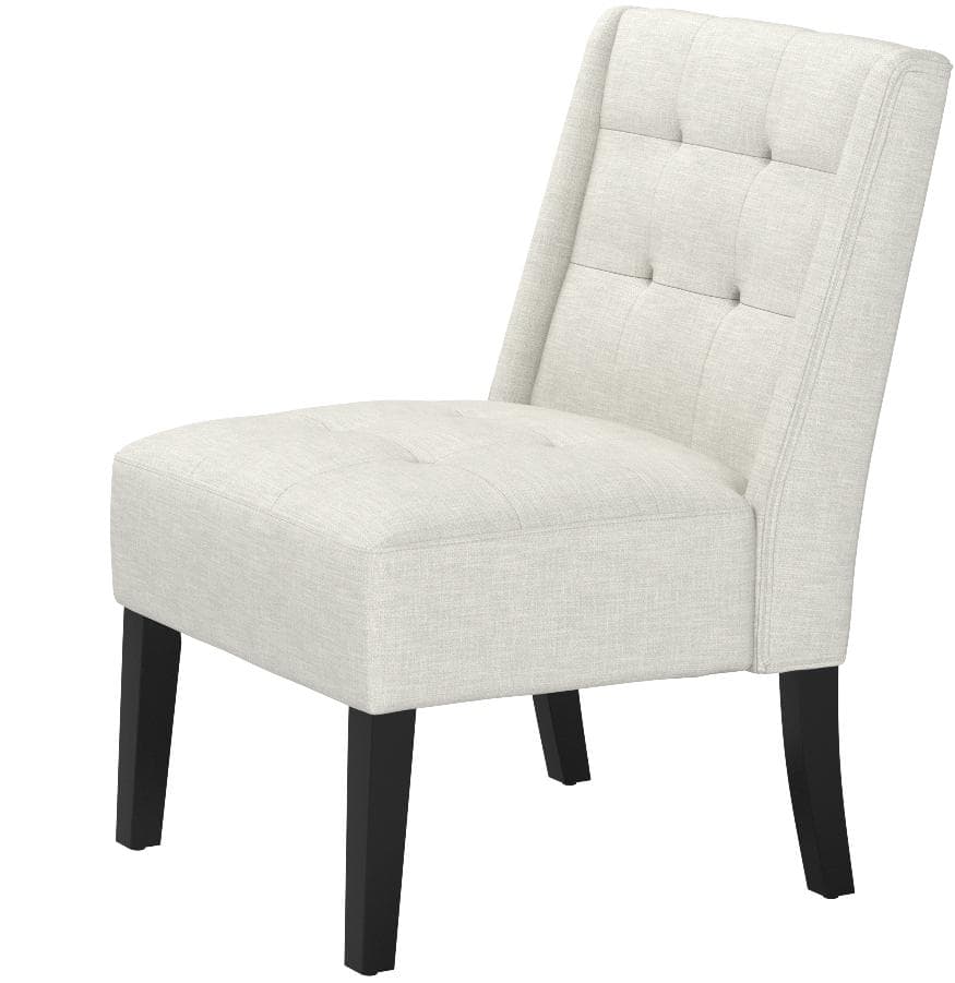 AmazonBasics tufted accent chair with wood legs, Beige — Beige, alternate front view