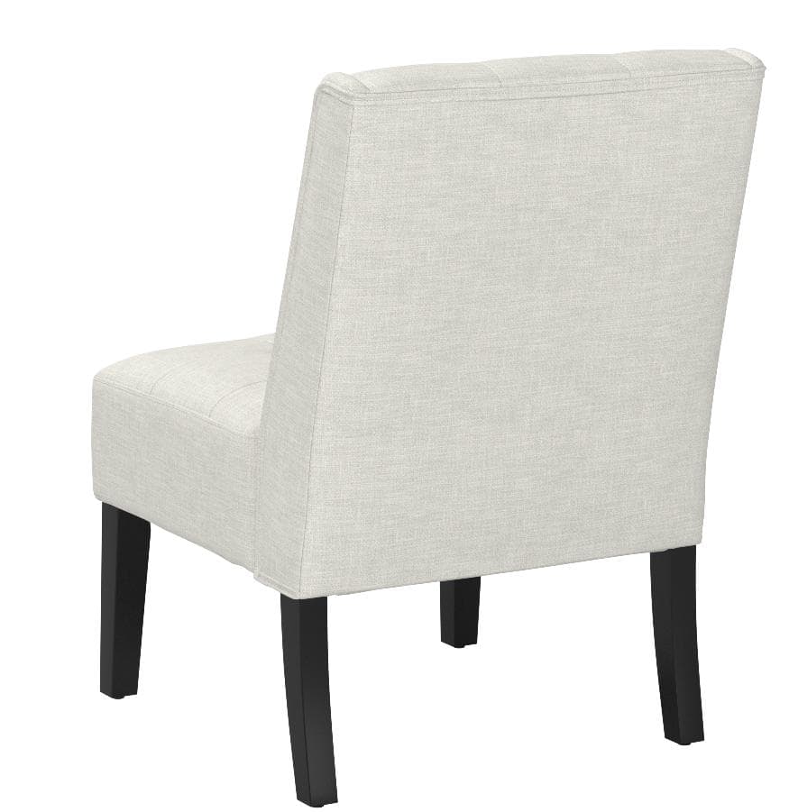 AmazonBasics tufted accent chair with wood legs, Beige — Beige, rear view