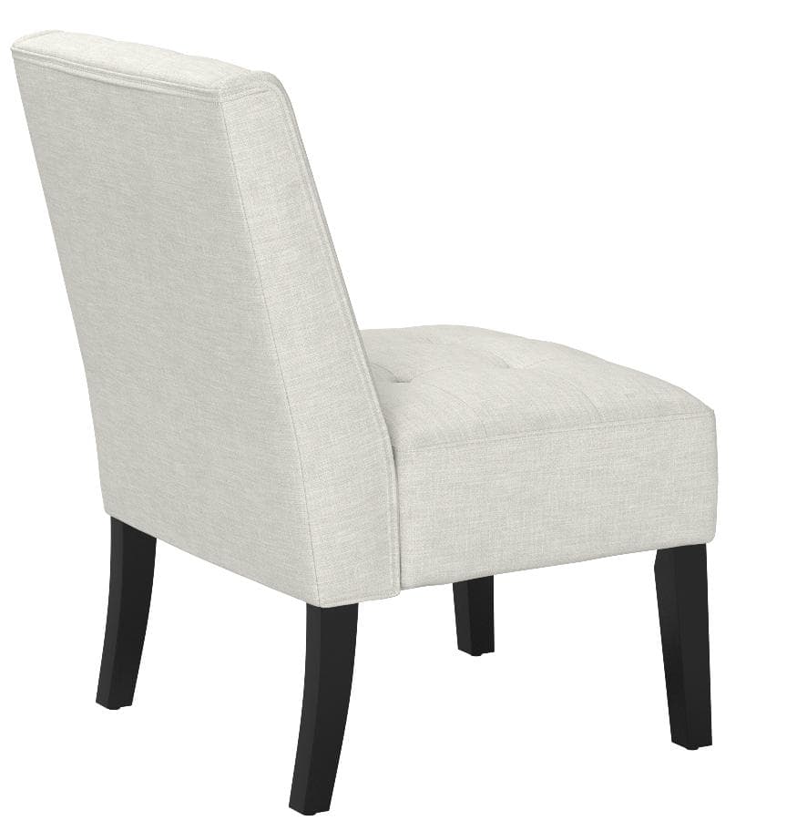 AmazonBasics tufted accent chair with wood legs, Beige — Beige, opposite rear view