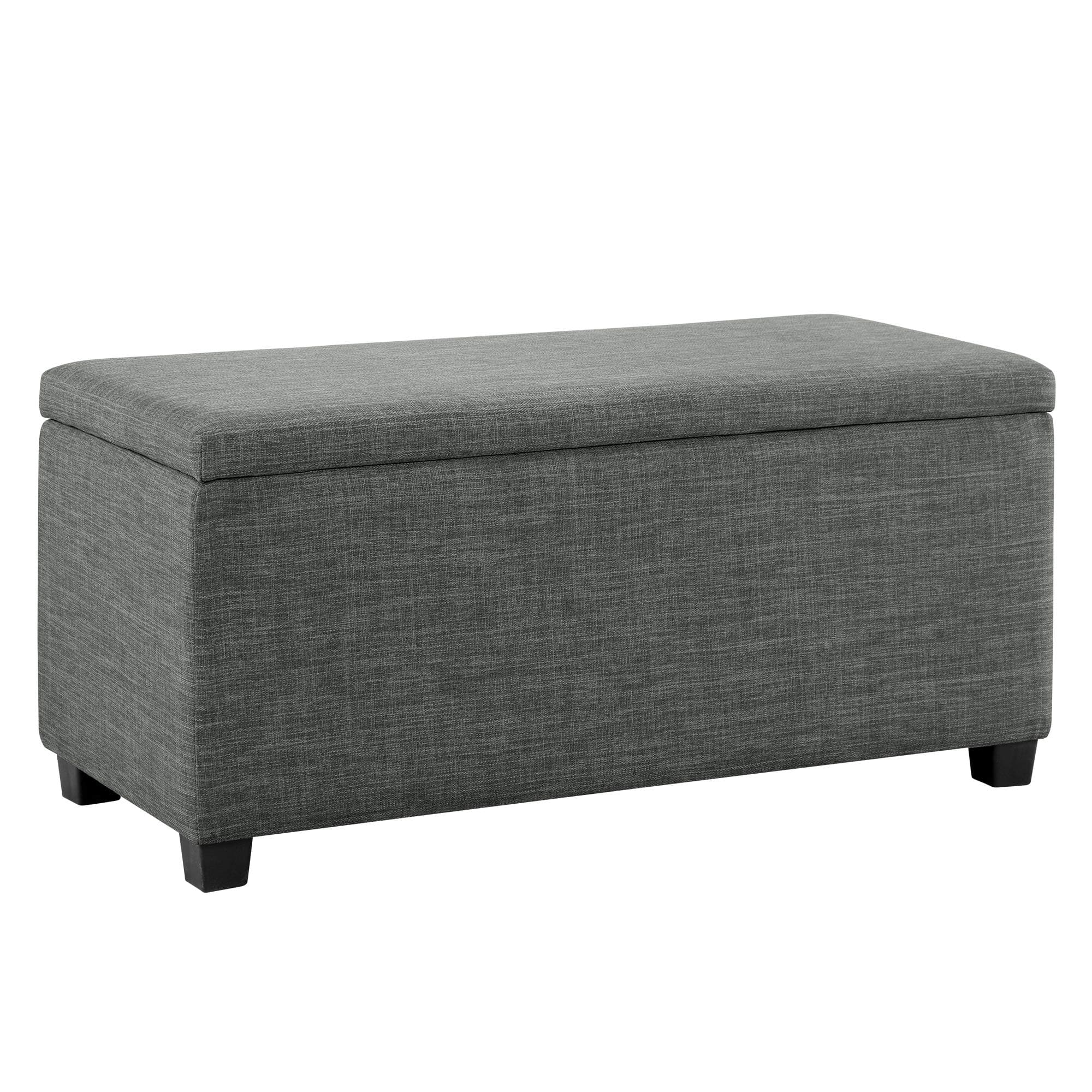AmazonBasics Storage Bench Ottoman, Charcoal — Charcoal, front three-quarter view