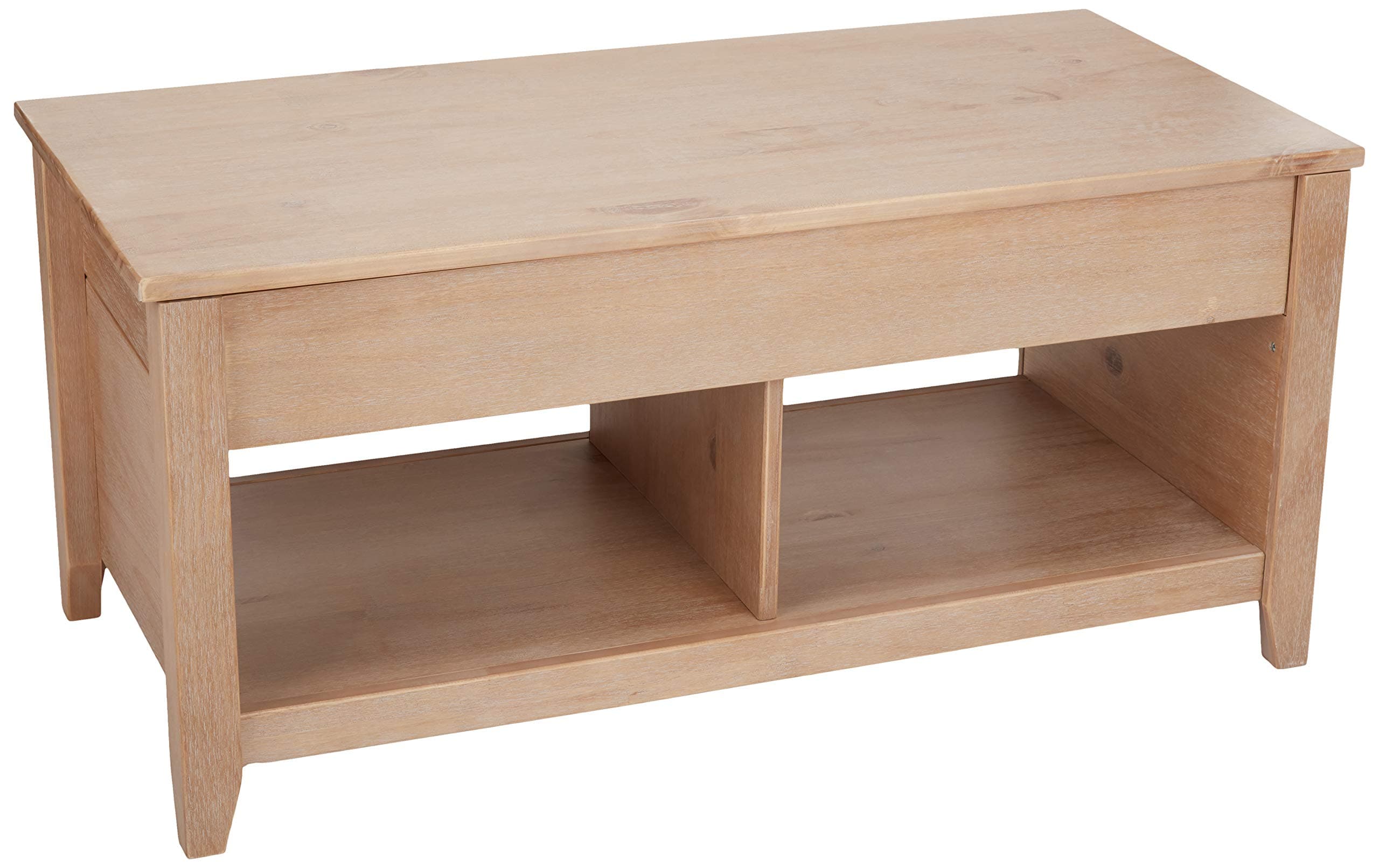 AmazonBasics Lift-Top Storage Coffee Table, Natural — Natural, front three-quarter view