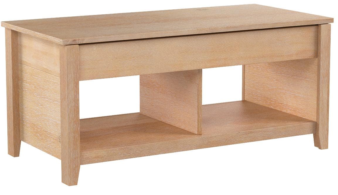 AmazonBasics Lift-Top Storage Coffee Table, Natural — Natural, rear view