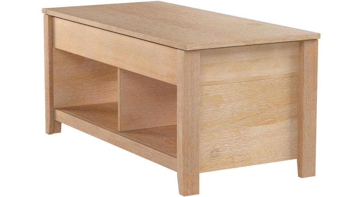 AmazonBasics Lift-Top Storage Coffee Table, Natural — Natural, opposite rear view