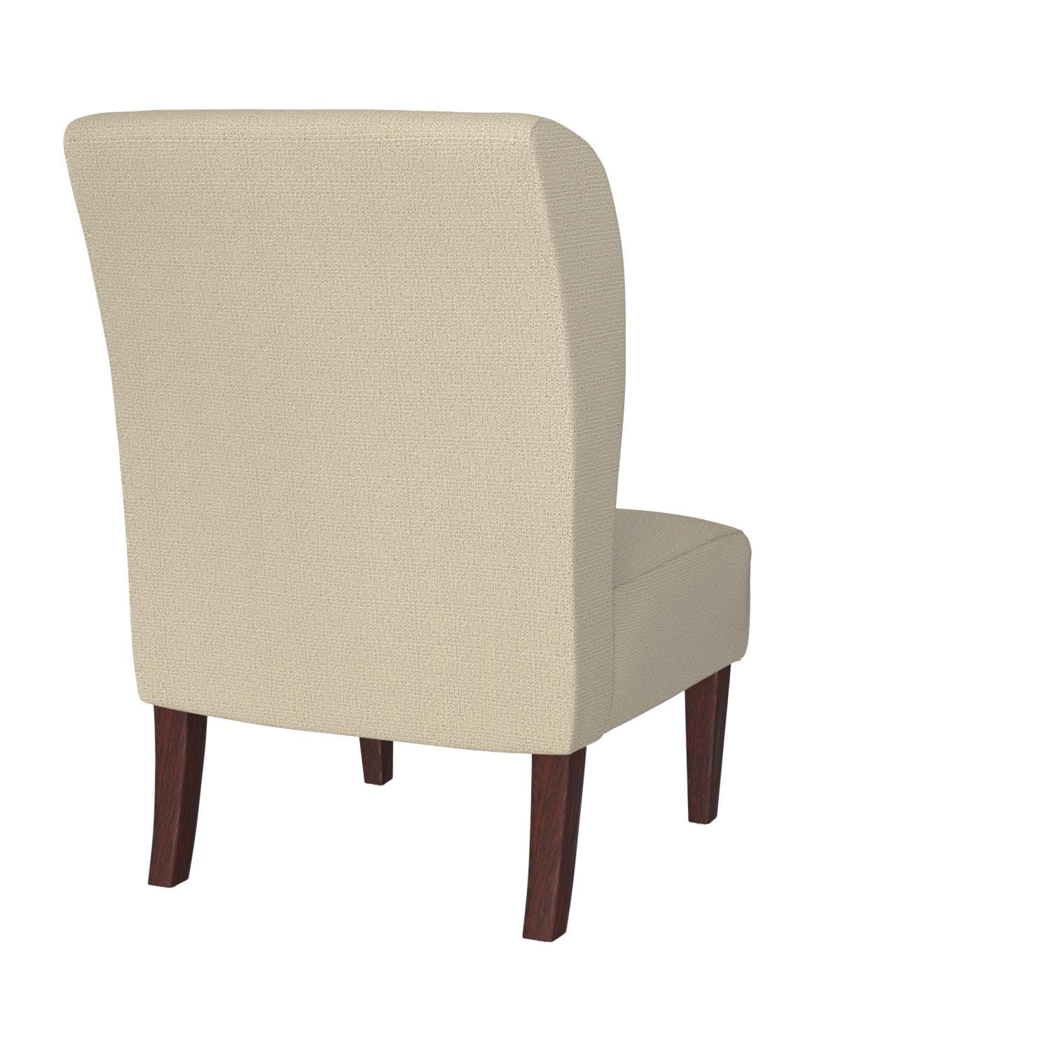 Stone & Beam Lummi chair in Shell upholstery, opposite rear three-quarter view.
