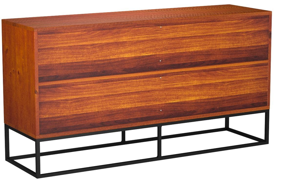 Rivet Stark six-drawer dresser in Warm Espresso, rear three-quarter view.