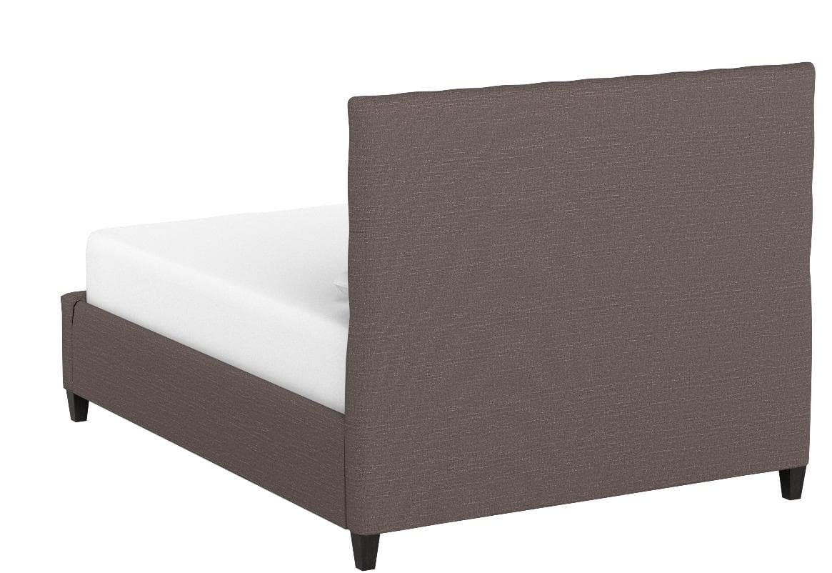 Stone & Beam Prudence king bed in Curious Charcoal, rear three-quarter view.