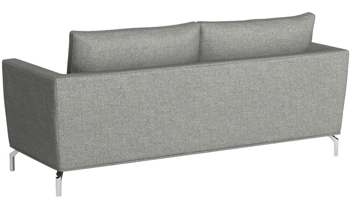 Rivet Emerly steel-grey sofa, rear three-quarter view.
