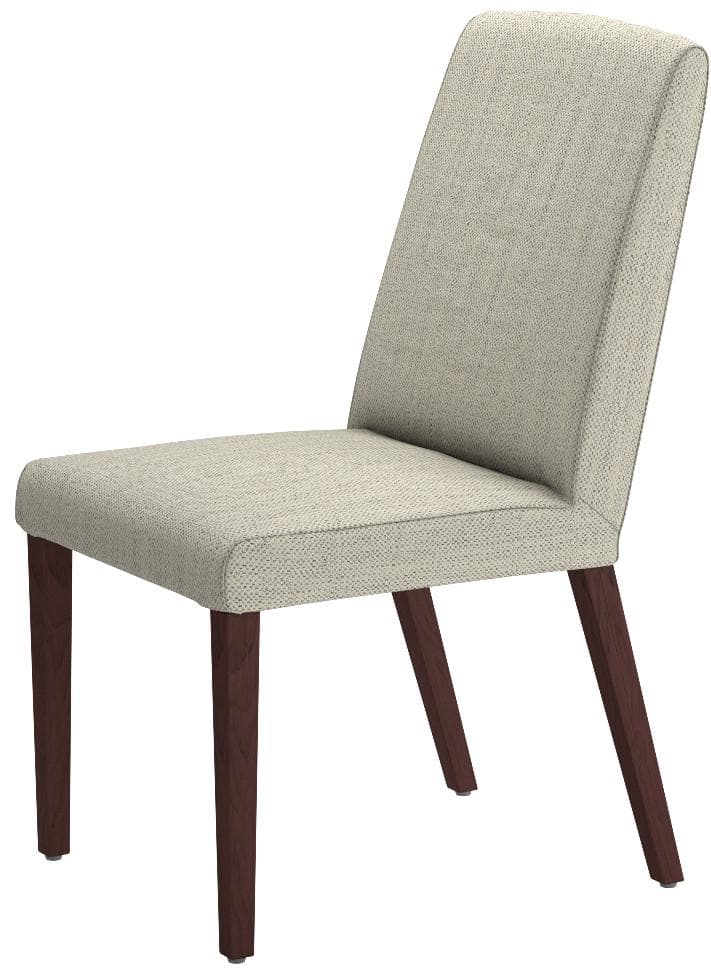 One ivory Rivet channel-back dining chair from the set of two, opposite front three-quarter view.