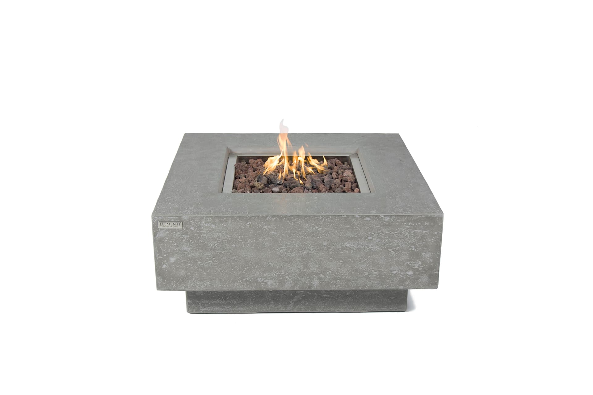 Square Manhattan fire table with flames