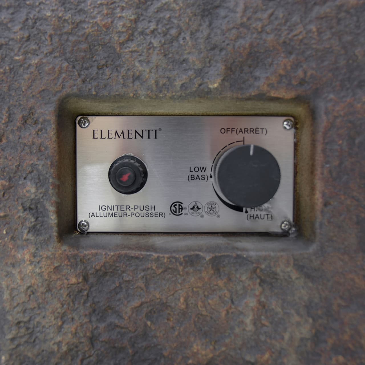 Close view of Columbia ignition and control knob