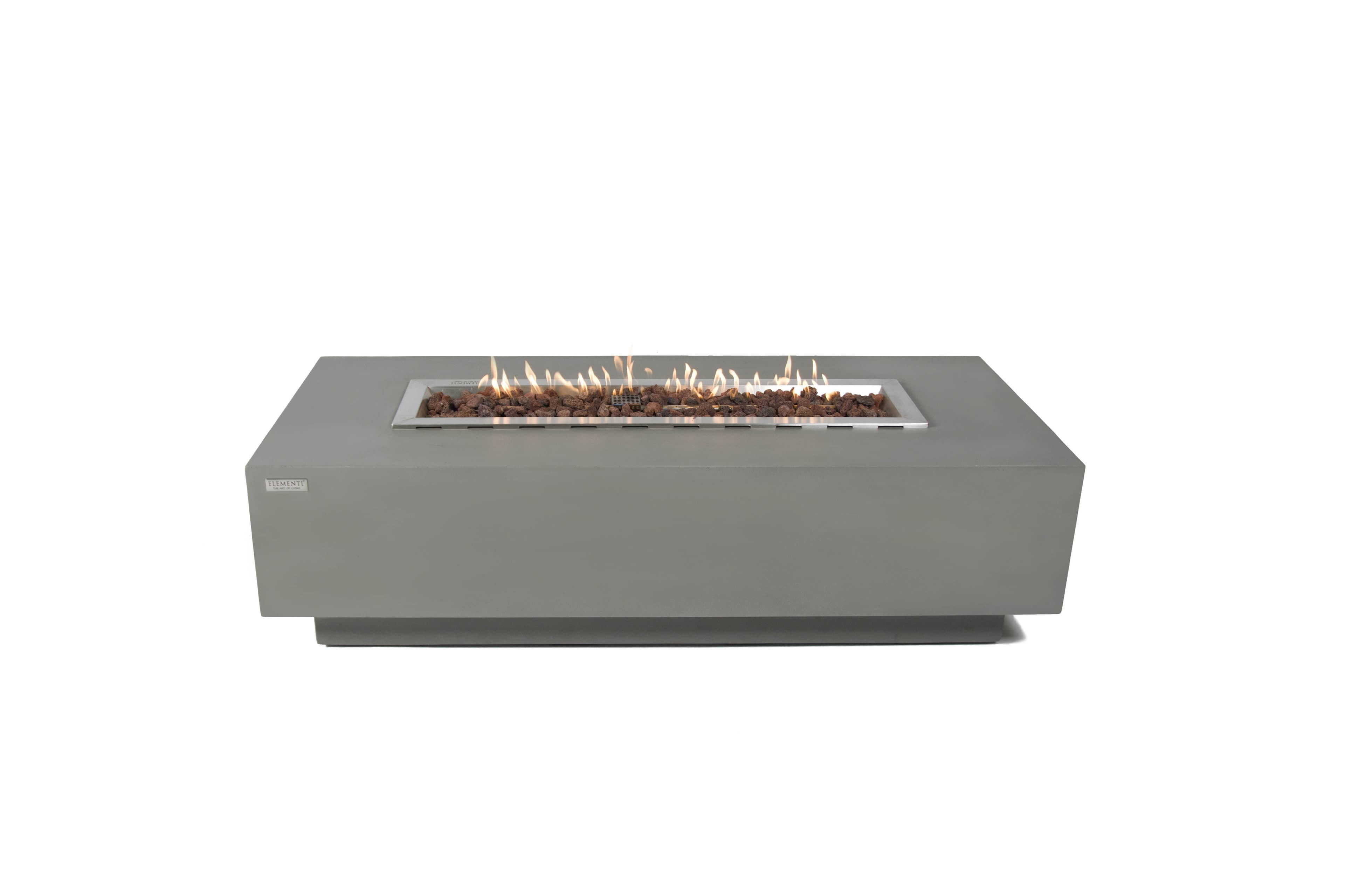 Long Granville fire table with linear burner