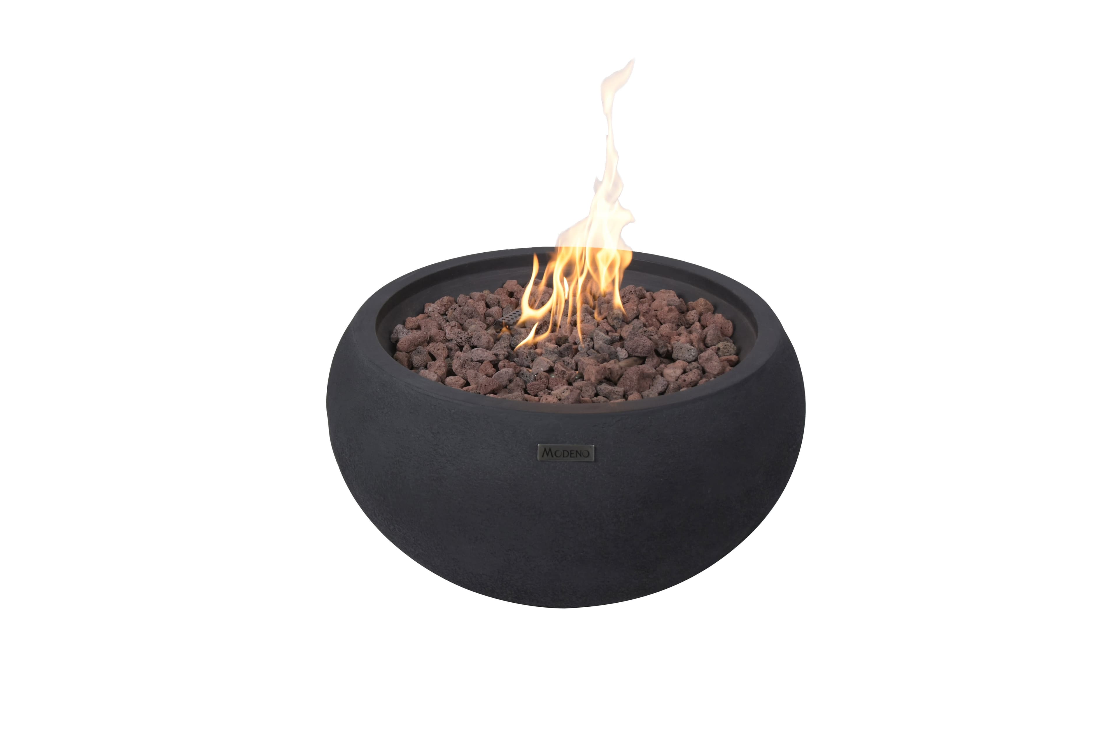 York small round fire bowl with flames
