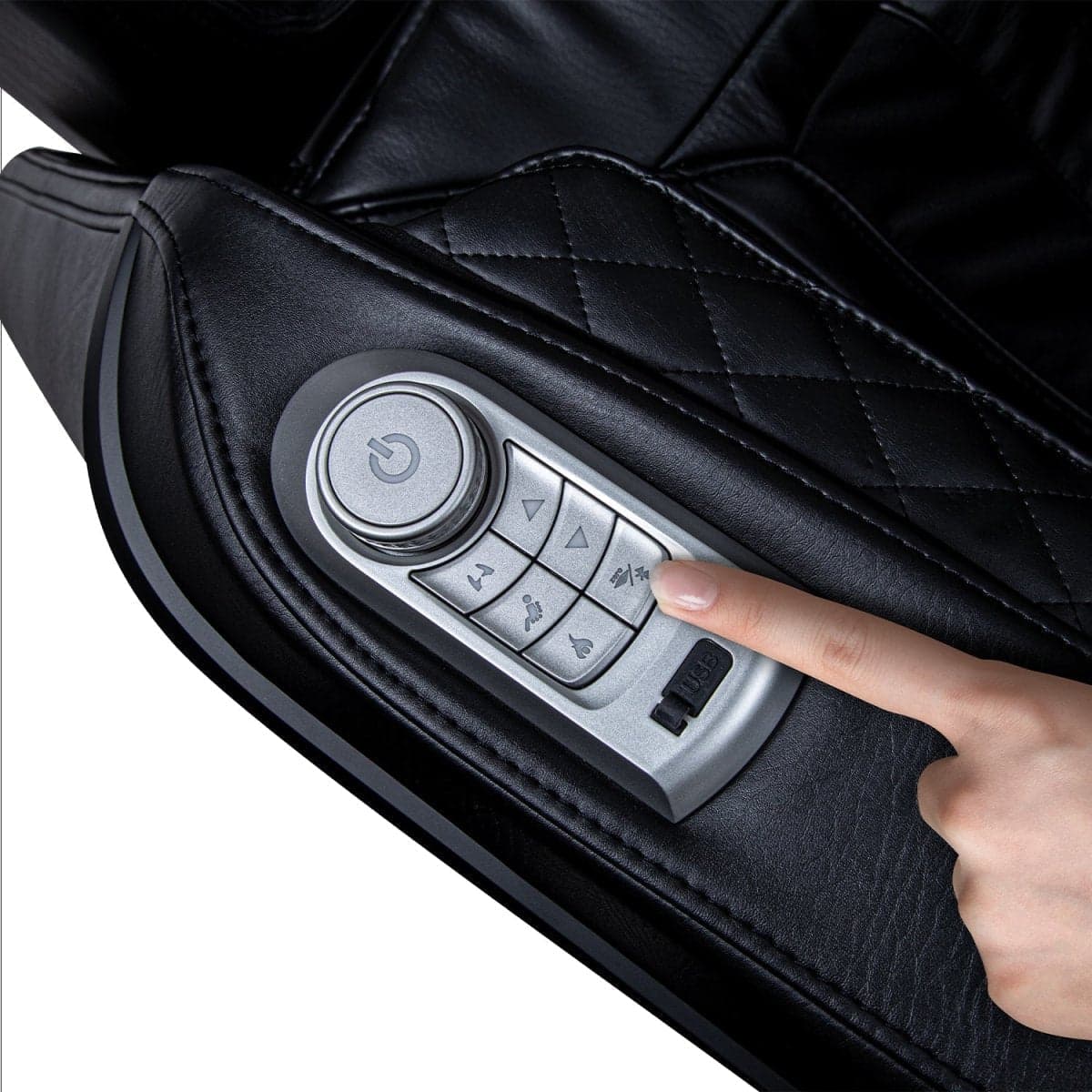 Osaki OS-3D Belmont — Black finish, shortcut control panel detail