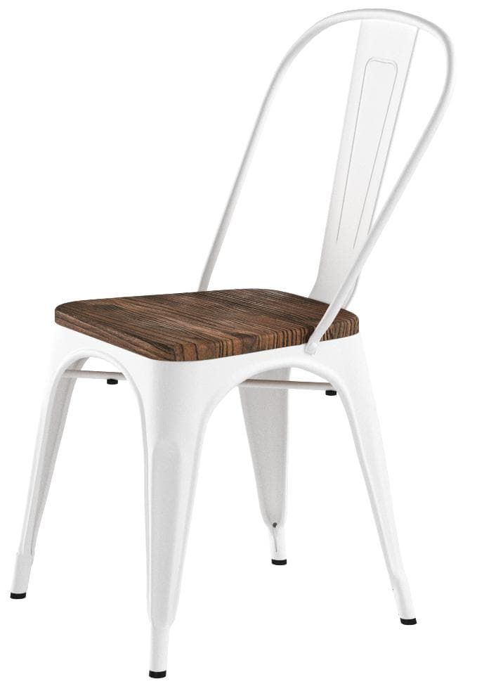 Pioneer Square Beja Metal Dining Chair with Wood Seat, Set of 2, Coconut White — White, alternate front view; one chair from the two-chair set