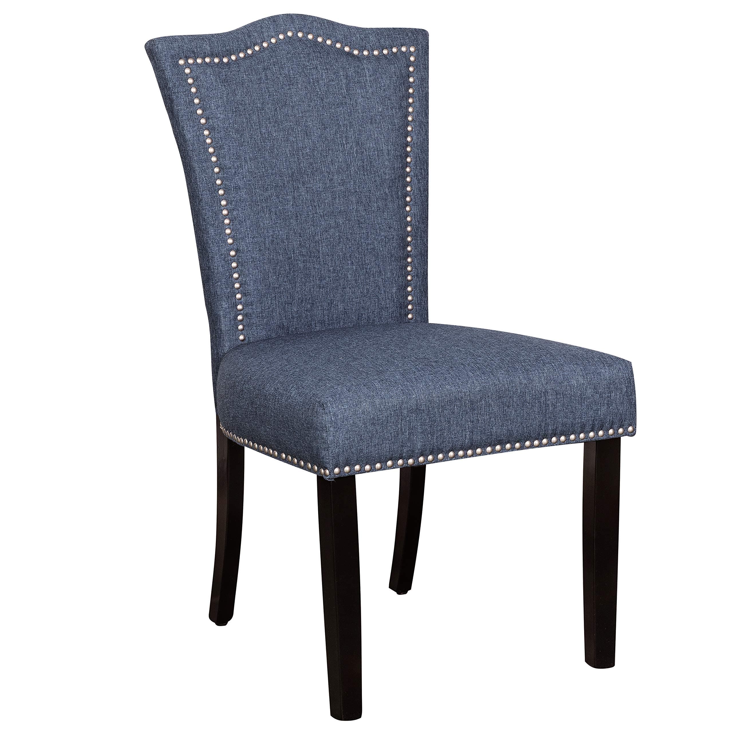 Ravenna Home Modern Dining Chair, 37.6 Inch Height, Denim Blue — Denim Blue, front three-quarter view