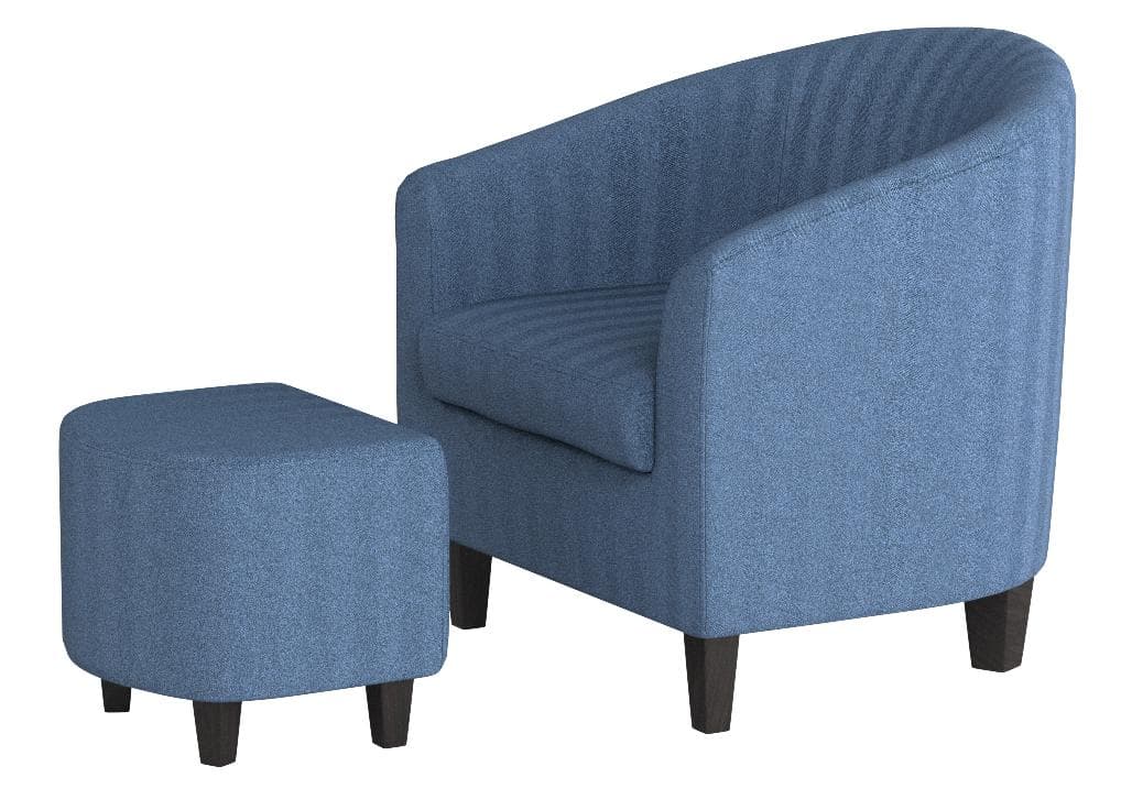 Ravenna Home Connor Curved Back Club Accent Chair with Ottoman Navy — Navy, alternate front view