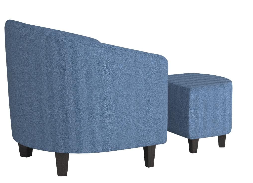 Ravenna Home Connor Curved Back Club Accent Chair with Ottoman Navy — Navy, opposite rear view