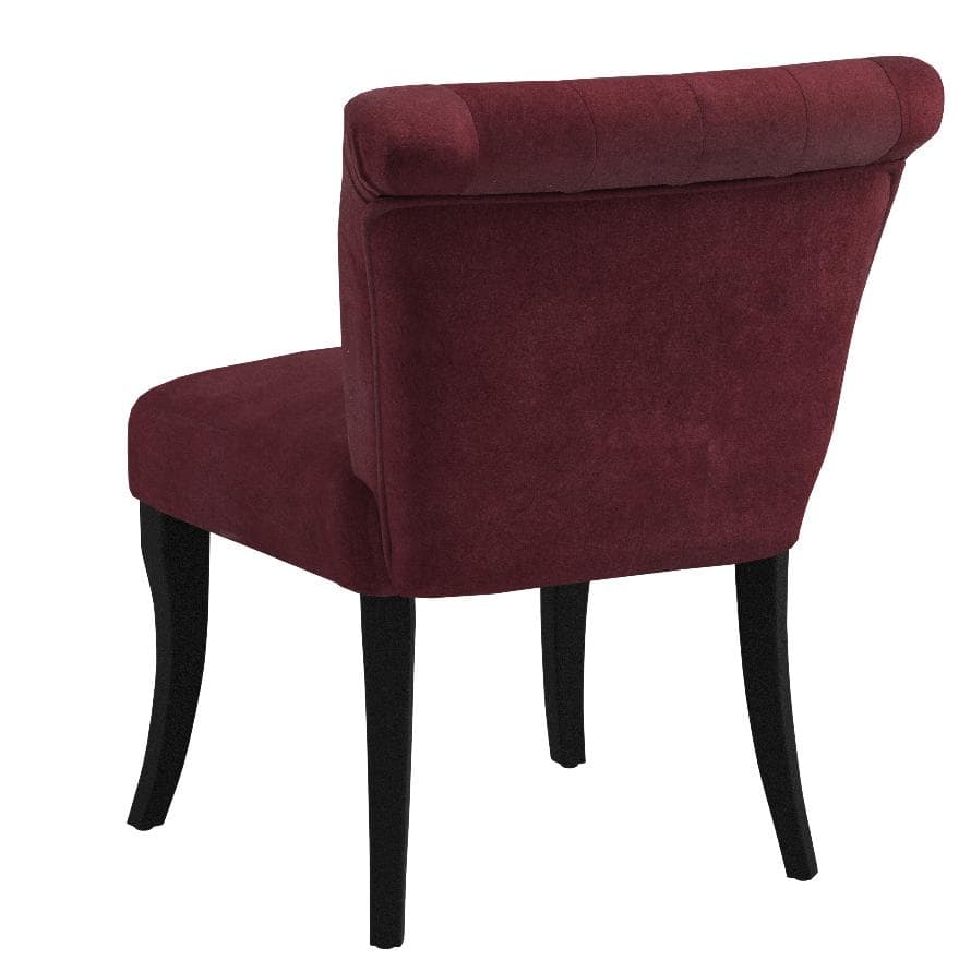 Ravenna Home Tufted Armless English Roll Traditional Accent Chair Merlot Red — Merlot, rear view