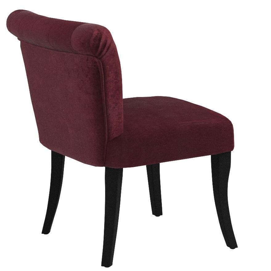 Ravenna Home Tufted Armless English Roll Traditional Accent Chair Merlot Red — Merlot, opposite rear view