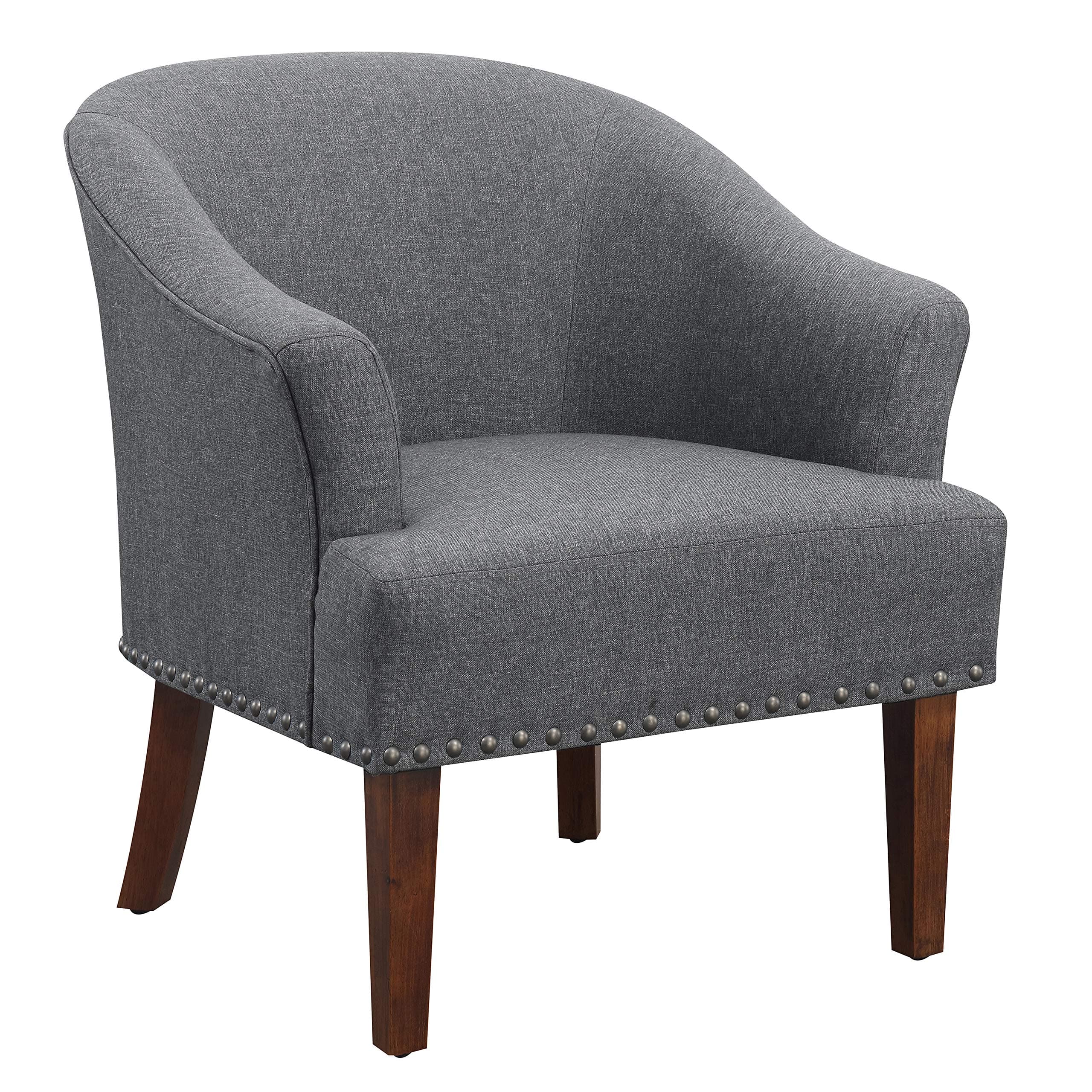 Ravenna Home Ryleigh Rounded Mid-Century Barrel Accent Chair Charcoal Grey — Charcoal Grey, front three-quarter view