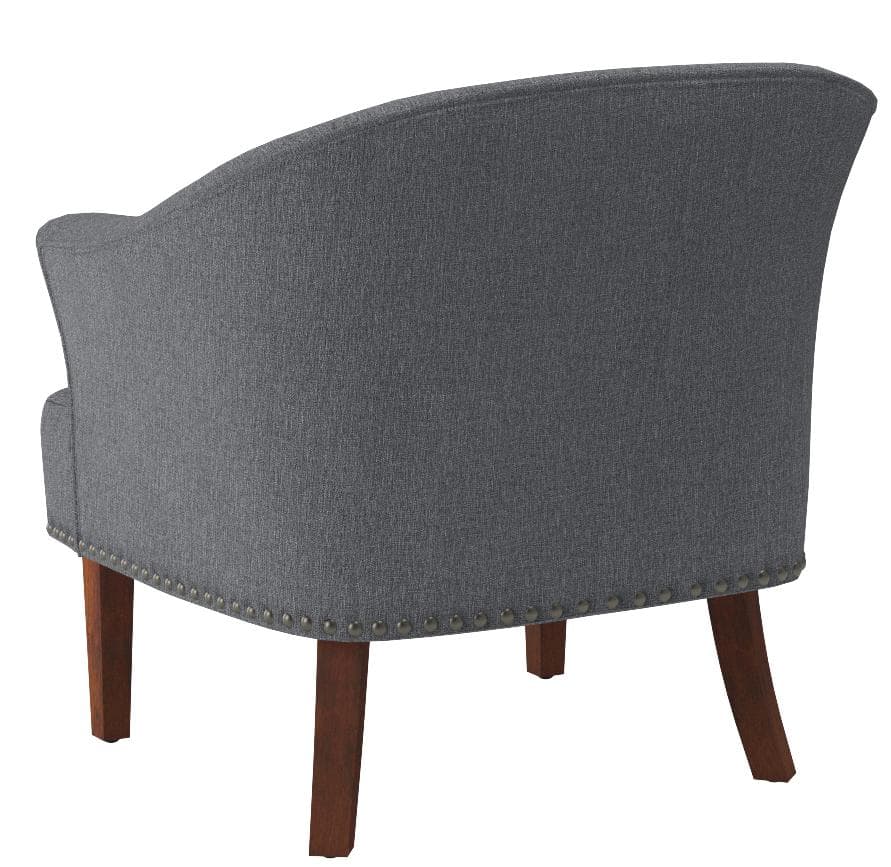Ravenna Home Ryleigh Rounded Mid-Century Barrel Accent Chair Charcoal Grey — Charcoal Grey, rear view