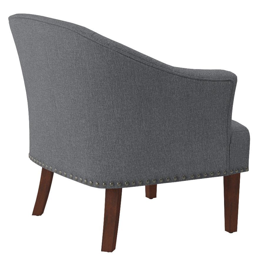 Ravenna Home Ryleigh Rounded Mid-Century Barrel Accent Chair Charcoal Grey — Charcoal Grey, opposite rear view