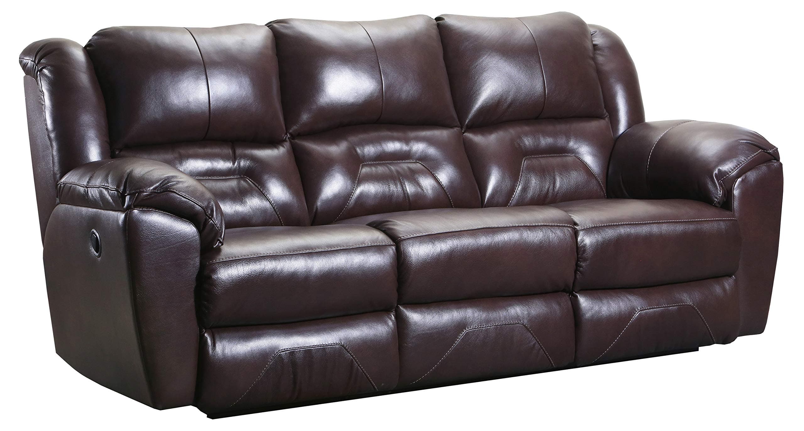 Ravenna Home Maplewood Reclining Sofa Leather, Dark Roast — Dark Roast, front three-quarter view