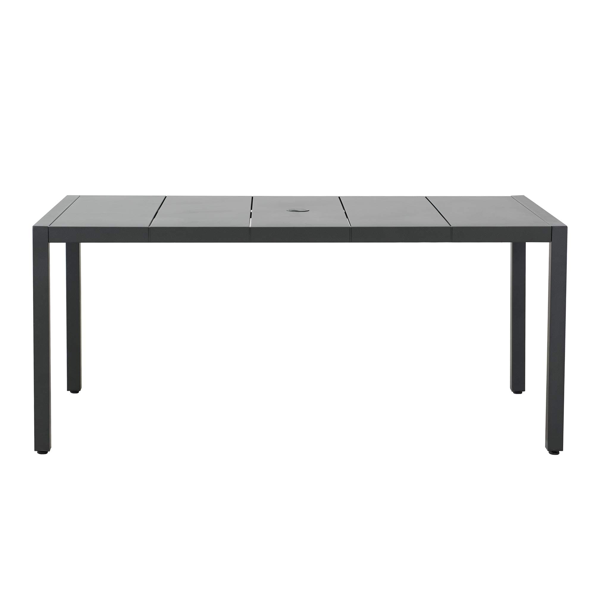 Ravenna Home Archer Outdoor Patio Steel Dining Table with Panel Top, 66.14"W, Gray — wide front view.