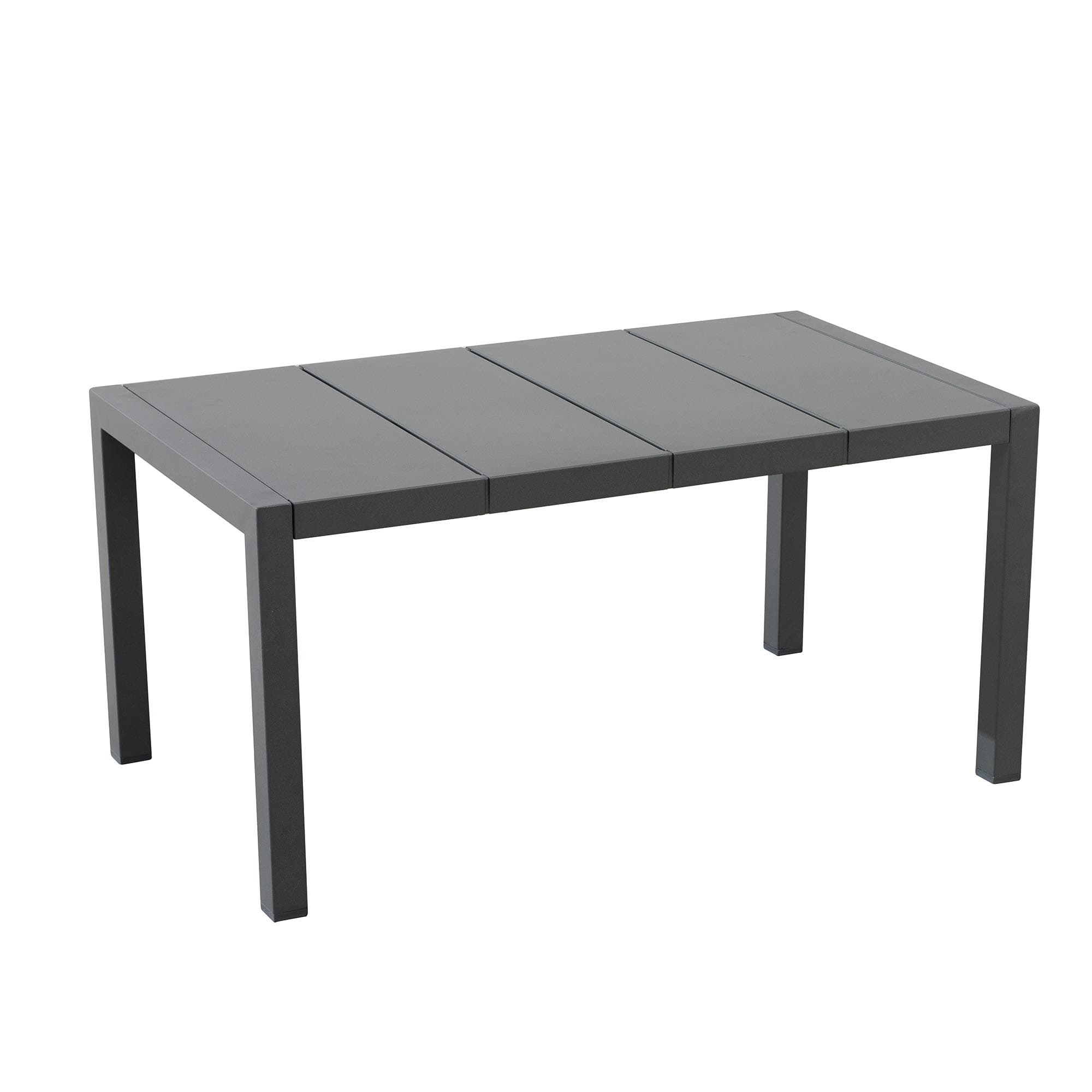 Ravenna Home Archer Outdoor Patio Steel Coffee Table with Panel Top, 38"W, Gray — angled full coffee table.