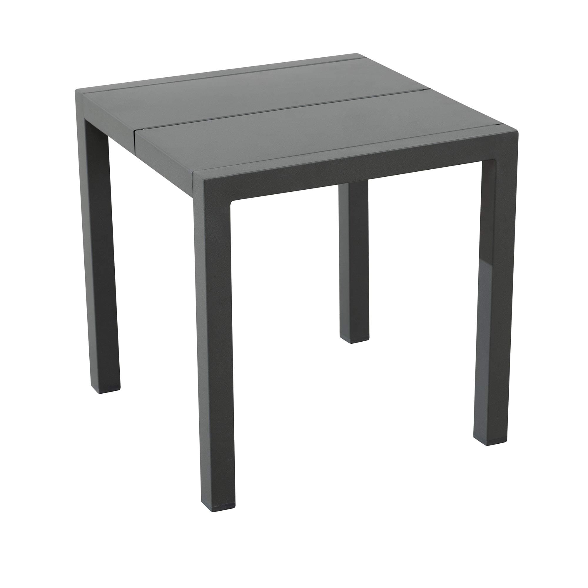 Ravenna Home Archer Outdoor Patio Steel Side Table with Panel Top, 20"W, Gray — angled full side table.