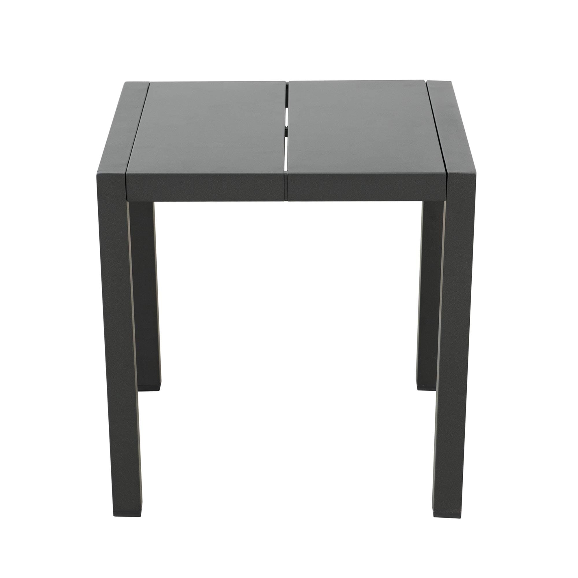 Ravenna Home Archer Outdoor Patio Steel Side Table with Panel Top, 20"W, Gray — straight-on table view.