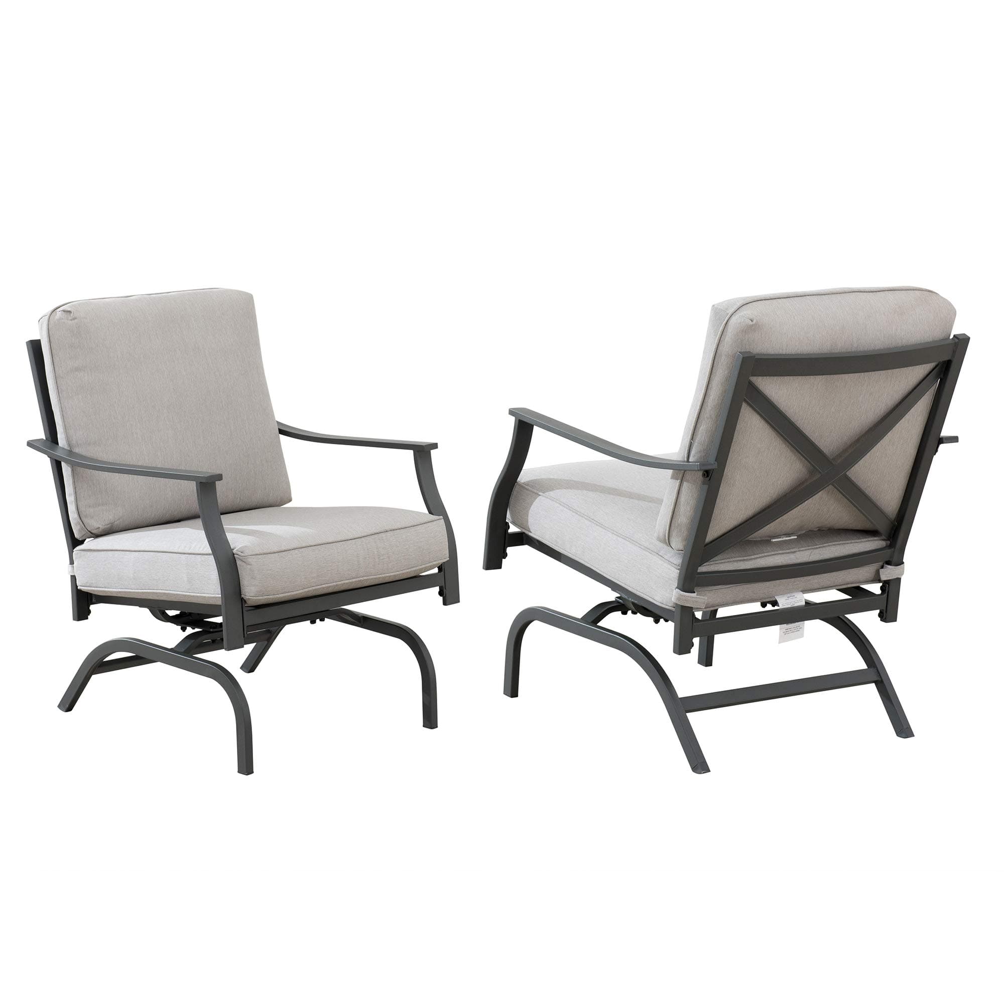 Ravenna Home Archer Steel-Framed Outdoor Patio Deep-Seat Chairs, Set of 2, 31"W, Gray — pair of deep-seat chairs.