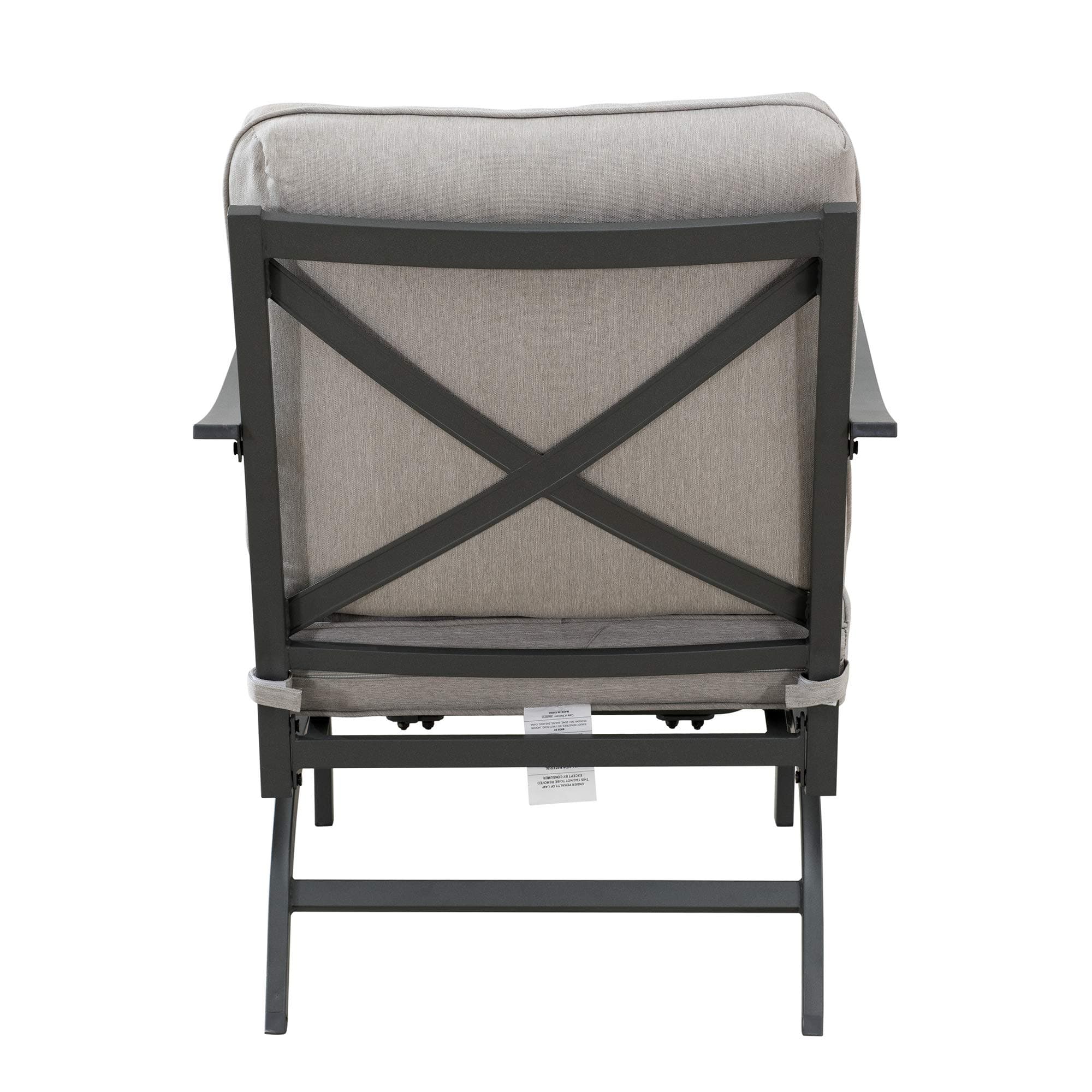 Ravenna Home Archer Steel-Framed Outdoor Patio Deep-Seat Chairs, Set of 2, 31"W, Gray — rear crossed-back view.