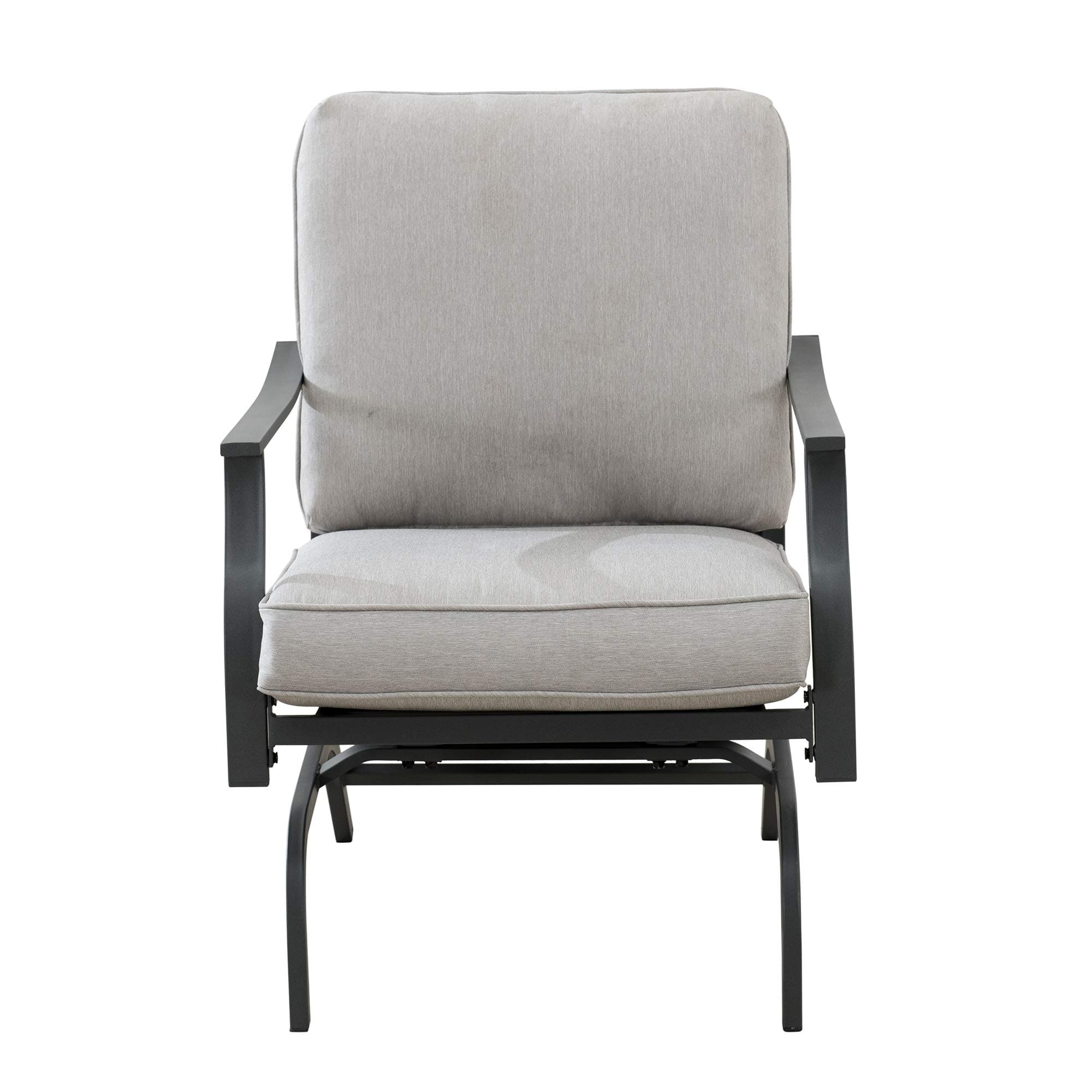 Ravenna Home Archer Steel-Framed Outdoor Patio Deep-Seat Chairs, Set of 2, 31"W, Gray — straight-on cushioned chair view.