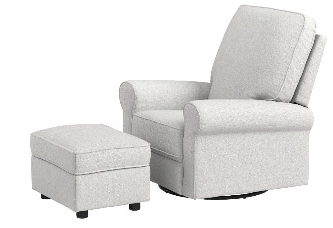 Ravenna Home Classic Swivel Recliner with Storage Ottoman Cream — Cream, alternate front view
